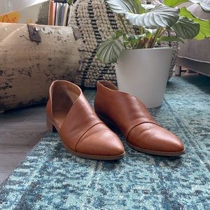 Asymmetrical Brown Faux Leather Booties